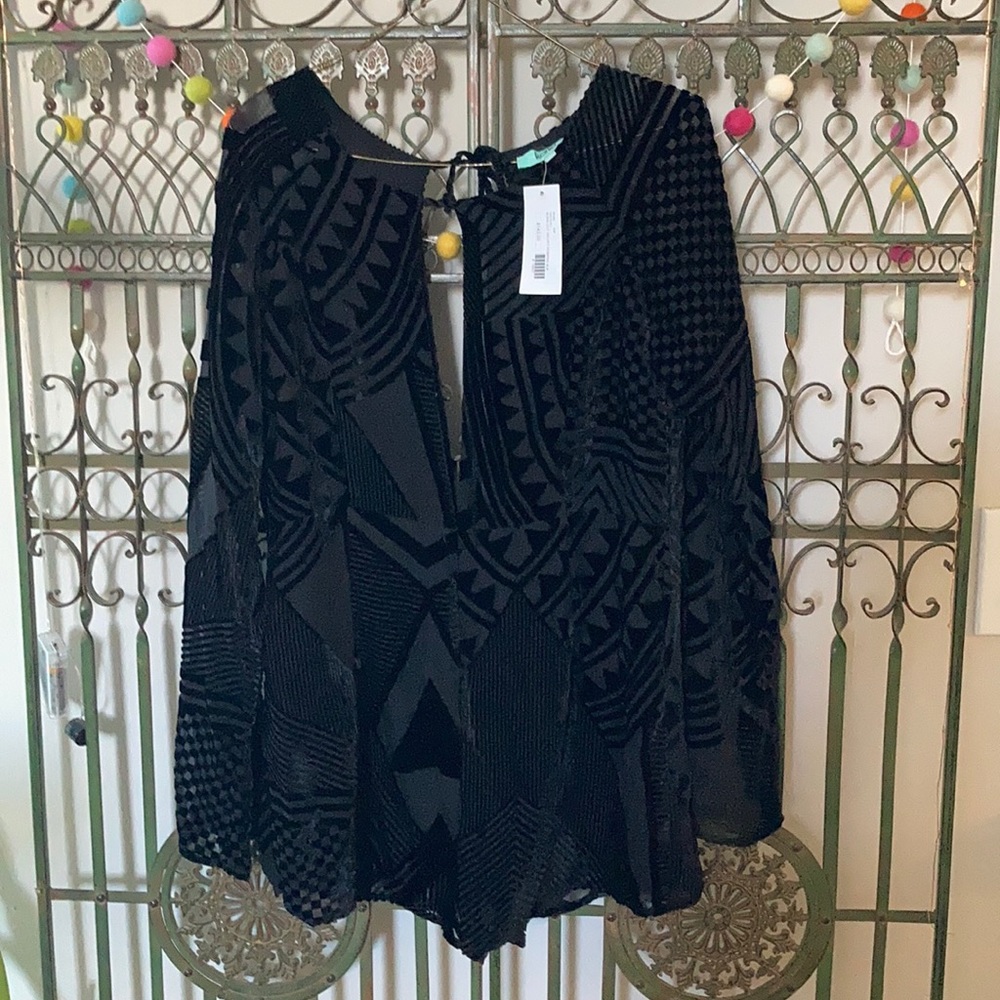Karlie Black Burn Out Velvet Romper